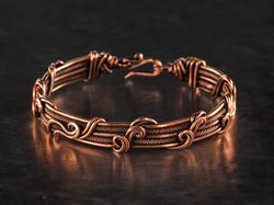 Unique copper wire wrapped bracelet for woman Wire swirls bangle