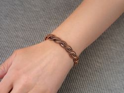 Copper wire wrapped bracelet for woman or man Wire weave bangle 7th Anniversary gift