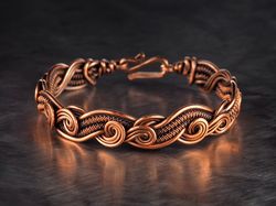 Unique copper wire wrapped bracelet for woman Wire swirls bangle Wirewrapart
