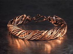 Copper wire wrapped bracelet Unisex WireWrapArt unique copper jewelry