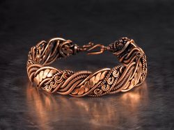 Unique copper wire wrapped bracelet Genuine copper bracelet by WIREWRAPART jewelry Exclusive design Statement piece