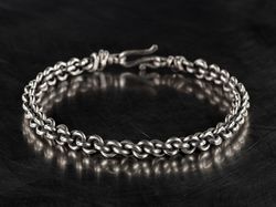 Nickel Silver oxidized wire wrapped bracelet, 28th or 21st Anniversary gift for husbanb or wife, Silver tone wire bangle