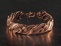 pure copper wire wrapped swirls bracelet for woman wire woven heady graceful bracelet 7th anniversary gift for her wife