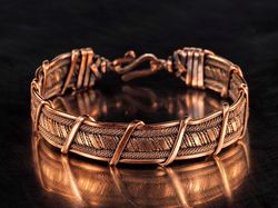 unique copper wire wrapped bracelet, 7th wedding anniversary gift, genuine copper bracelet by wirewrapart jewelry