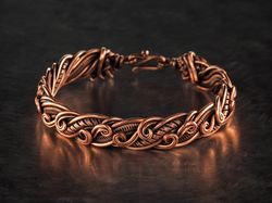 Unique copper wire wrapped bracelet for woman Wire swirls bangle for her Wirewrapart copper jewelry