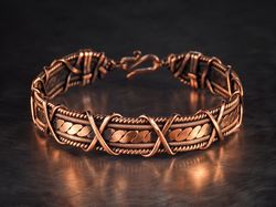 Unique copper wire wrapped bracelet, 7th Wedding Anniversary gift, Genuine copper bangle by WIREWRAPART jewelry