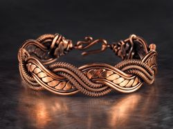 Unique copper wire wrapped bracelet, Genuine copper bracelet by WIRE WRAP ART, 7th Wedding Anniversary gift