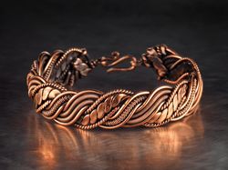 unique copper wire wrapped bracelet, genuine copper wire, 7th wedding anniversary gift for him or her, unisex bracelet