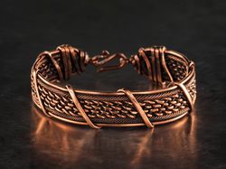 Unique copper wire wrapped bracelet, Genuine copper wire, 7th Wedding Anniversary gift for man or woman, Unisex bracelet