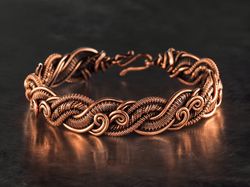 pure copper wire wrapped swirls bracelet for woman wire woven heady graceful bracelet 7/22 anniversary gift for her wife