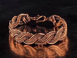 Unique copper wire wrapped bracelet, Genuine copper wire, Unisex bracelet, 7th Wedding Anniversary gift