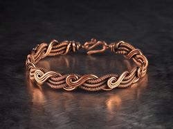 Pure copper wire wrapped swirls bracelet for woman 7th Anniversary gift for her wife Wire woven heady graceful bracelet