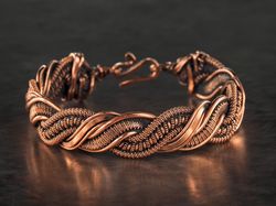 unique copper wire wrapped bracelet for woman woven stranded wire weave jewelry genuine pure copper wire wirewrapart