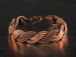 unique copper wire wrapped bracelet for woman woven stranded wire weave jewelry genuine pure copper wire wire wrap art