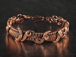 unique copper wire wrapped bracelet for her, 7th wedding anniversary gift for wife, genuine copper wire, antique style