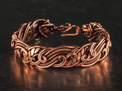 Wire wrapped swirls bracelet for her woman, Braided pure copper wire bangle, 7th Anniversary gift for wife, Wirewrapart