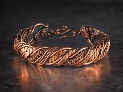 Copper wire work bracelet for her, 7th Wedding Anniversary gift, Unique pure copper wire wrapped jewelry by WIREWRAPART