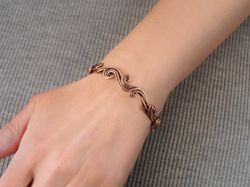 wire wrapped swirls bracelet for her, elegant women's bracelet, copper wire weave artisan jewelry wirewrapart