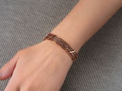 unique copper wire wrapped bracelet, 7th wedding anniversary gift, pure cuprum wire wrap bangle, copper wire jewelry