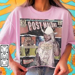 Post Malone Comic Shirt, 90S Vintage Merch Book Art Twelve Carat Toothache Album World Tour Tickey 2023 Graphic Tee Gift