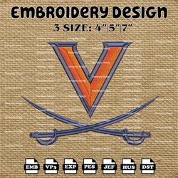 NCAA Virginia Cavaliers Logo Embroidery Designs, Embroidery Files, NCAA Virginia Cavaliers, Machine Embroidery Designs