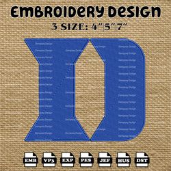 NCAA Duke Blue Devils Logo Embroidery Designs, Embroidery Files, NCAA Duke Blue Devils, Machine Embroidery Designs