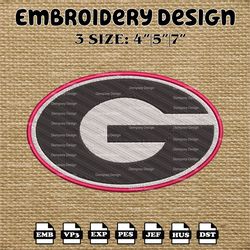 NCAA Georgia Bulldogs Logo Embroidery Designs, Embroidery Files, NCAA Georgia Bulldogs, Machine Embroidery Designs