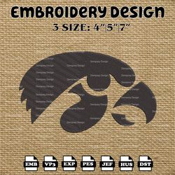 NCAA Iowa Hawkeyes Logo Embroidery Designs, Embroidery Files, NCAA Iowa Hawkeyes, Machine Embroidery Designs