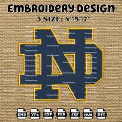 NCAA Notre Dame Fighting Irish Logo Embroidery Designs, Embroidery Files, NCAA Fighting Irish Machine Embroidery Designs