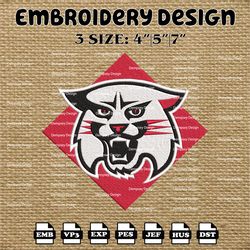 NCAA Davidson Wildcats Logo Embroidery Designs, NCAA Machine Embroidery Designs, Embroidery Files
