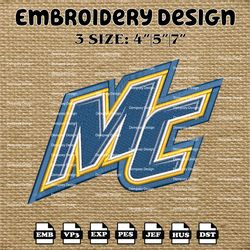 NCAA Merrimack Warriors Logo Embroidery Designs, NCAA Machine Embroidery Designs, Embroidery Files