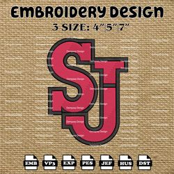NCAA St Johns Red Storm Logo Embroidery Designs, NCAA Machine Embroidery Designs, Embroidery Files