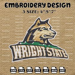 NCAA Wright State Raiders Logo Embroidery Designs, NCAA Machine Embroidery Designs, Embroidery Files