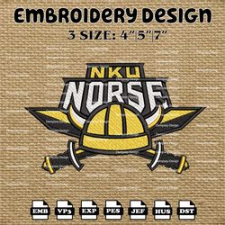 NCAA Northern Kentucky Norse Logo Embroidery Designs, NCAA Machine Embroidery Designs, Embroidery Files