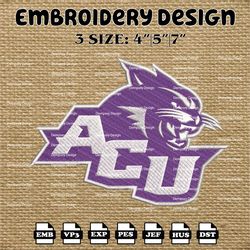NCAA Abilene Christian Wildcats Logo Embroidery Designs, NCAA Machine Embroidery Designs, Embroidery Files