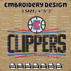 Los Angeles Clippers Logo NBA Embroidery files, Los Angeles Clippers Embroidery Design, Machine embroidery designs
