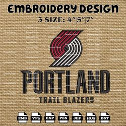 Portland Trail Blazers Logo NBA Embroidery files, Portland Trail Blazers Embroidery Design, Machine embroidery designs