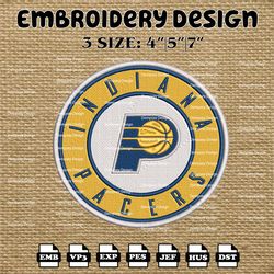 Indiana Pacers Embroidery Design,NBA Embroidery files, NBA All Star, Machine embroidery designs, Digital Download