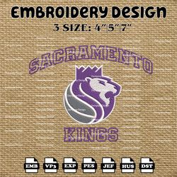 NBA  Sacramento Kings Embroidery Designs, NBA  Sacramento Kings Embroidery Files, NBA teams, Machine Embroidery Designs