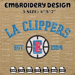 NBA LA Clippers Embroidery Designs, NBA Logo Embroidery File, Machine Embroidery Pattern, Digital Download