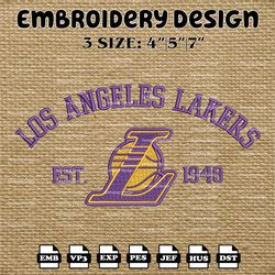 NBA Los Angeles Lakers Embroidery Designs, NBA Logo Embroidery File, Machine Embroidery Pattern, Digital Download