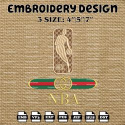 NBA Embroidery Files, NBA Logo Gucci Embroidery Design, NBA Team Embroidery, Machine Embroidery Designs,Digital Download