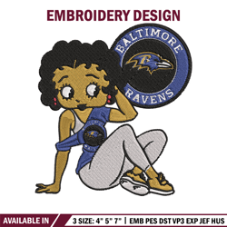 Baltimore Ravens Betty Boop embroidery design, Ravens embroidery, NFL embroidery, sport embroidery, embroidery design.