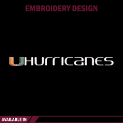 Miami Hurricanes logo embroidery design, NCAA embroidery, Embroidery design,Logo sport embroidery,Sport embroidery