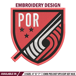 Portland Trail Blazers logo embroidery design, NBA embroidery,Sport embroidery, Embroidery design,Logo sport embroidery.