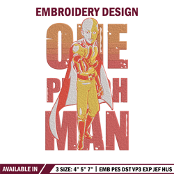 Saitama poster Embroidery Design, One punch man Embroidery, Embroidery File, Anime Embroidery,Anime shirt.