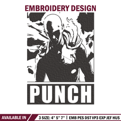 Saitama punch Embroidery Design, One punch man Embroidery, Embroidery File,Anime Embroidery,Anime shirt,Digital download