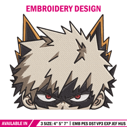 Bakugo Peeker Embroidery Design, Mha Embroidery, Embroidery File, Anime Embroidery, Anime shirt, Digital download