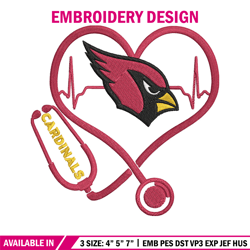 Stethoscope Arizona Cardinals embroidery design, Arizona Cardinals embroidery, NFL embroidery, logo sport embroidery.