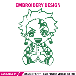 Tanjiro chibi Embroidery Design, Demon slayer Embroidery, Embroidery File, Anime Embroidery, Digital download